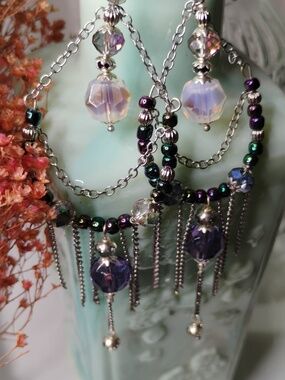 Boho Handcrafted Glass Bead Dangle Earrings